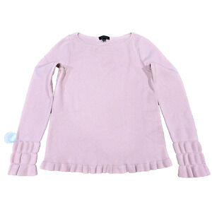 Ann Taylor Pink Ruffle Cuff Sweater Medium Feminine Knit Top